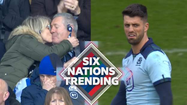 Six nations 2020: Adam Hastings not impressed as parents Gavin and Diane share kiss at Murrayfield